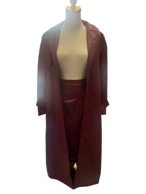 Women’s Long Burgundy Trench Coat